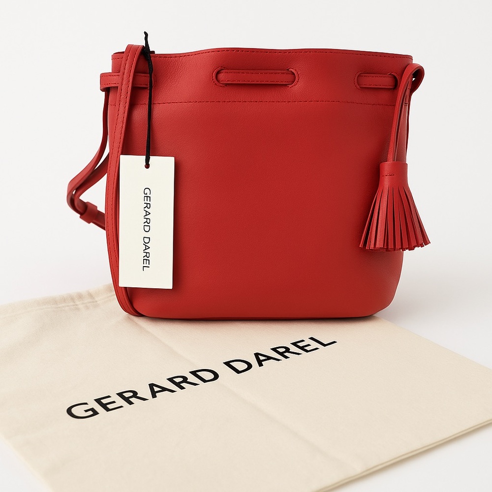 Gerard Darel Red Leather Crossbody Bag with Tassel
